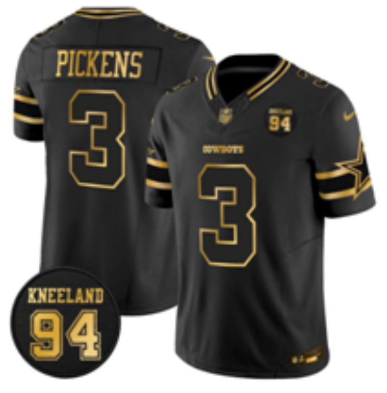 Men 2026 Dallas Cowboys #3 Pickens Black gold 6th generation Nike Limited NFL Jersey style 012->dallas cowboys->NFL Jersey
